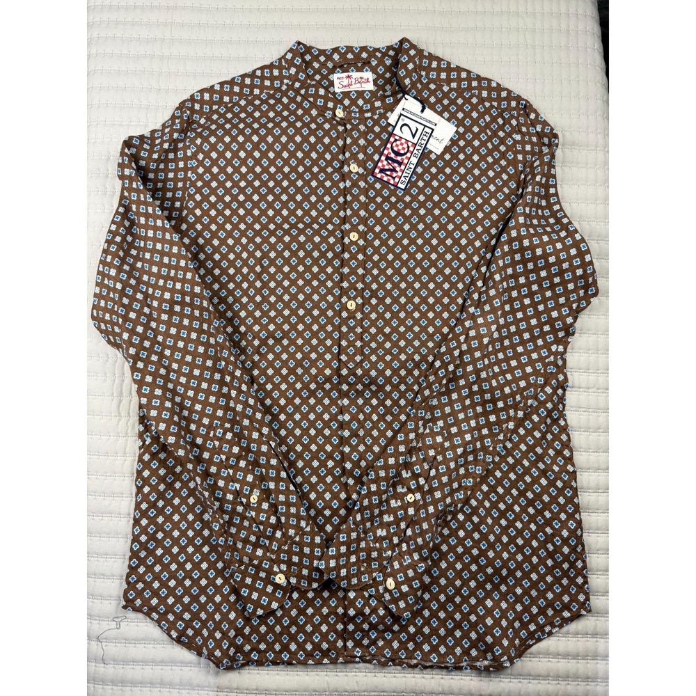MC2 SAINT BARTH 100% LINEN LONG SLEEVE BUTTON DOWN SHIRT MADE IN MILANO/ITALY